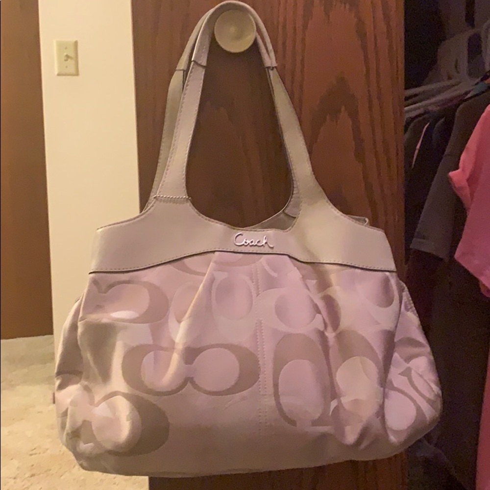 Beige cream coach purse